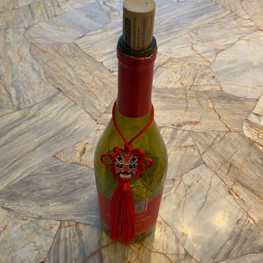 Glass Wine Bottle with LED String of Lights‎